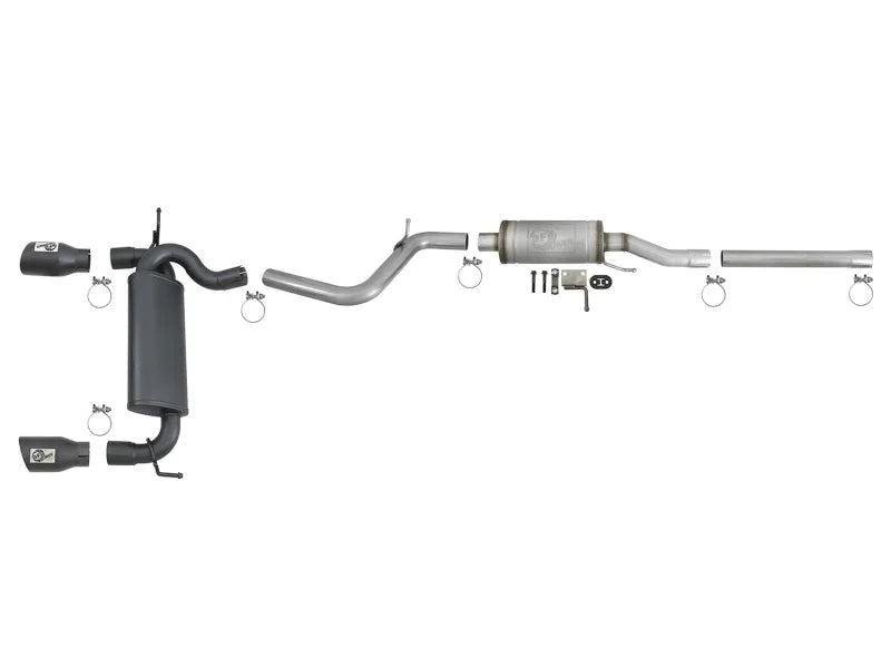 aFe Rebel Series 2.5in 409 SS Cat-Back Exhaust w/ Black Tips 2007+ Jeep Wrangler (JK) V6 3.6L/3.8L - Additional View 6