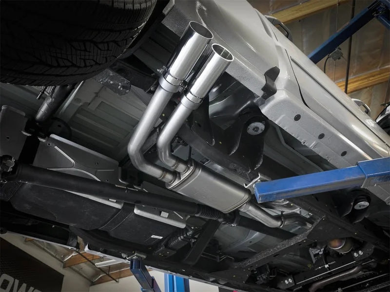 aFe Rebel Series 3in-2.5in 409 SS Cat-Back Exhaust 09-18 GM Silverado/Sierra 1500 V6-4.3L / V8-4.6L - Side View