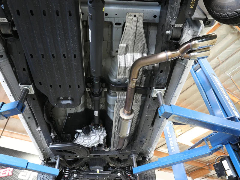 aFe Rebel Series 3in 304 SS Cat-Back Exhaust Side Exit w/ Polished Tips 19 Ford Ranger L4-2.3L (t) - Installation View