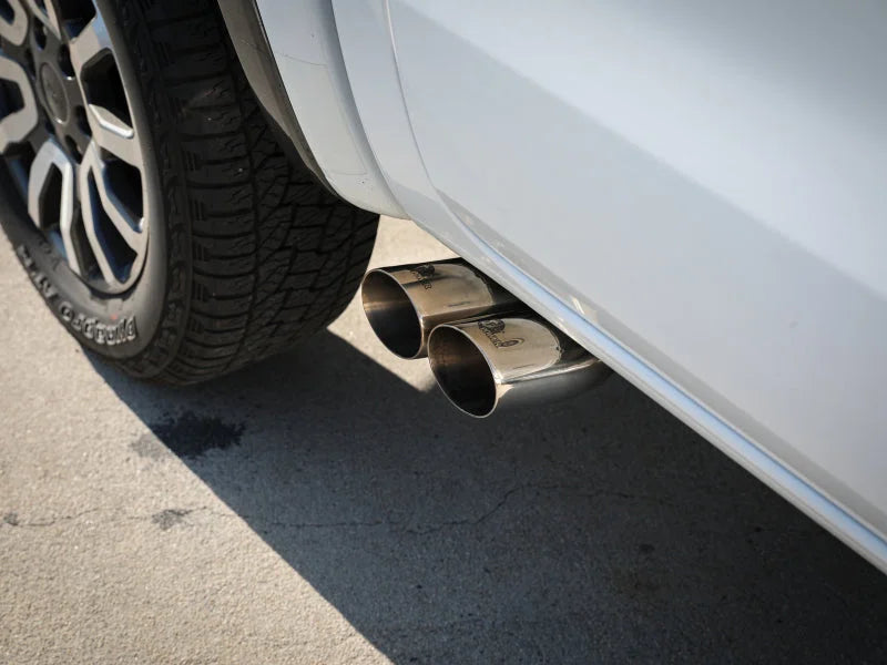 aFe Rebel Series 3in Cat-Back Exhaust Side Exit w/ Polished Tips 19-20 Ford Ranger L4-2.3L (t) - Back View