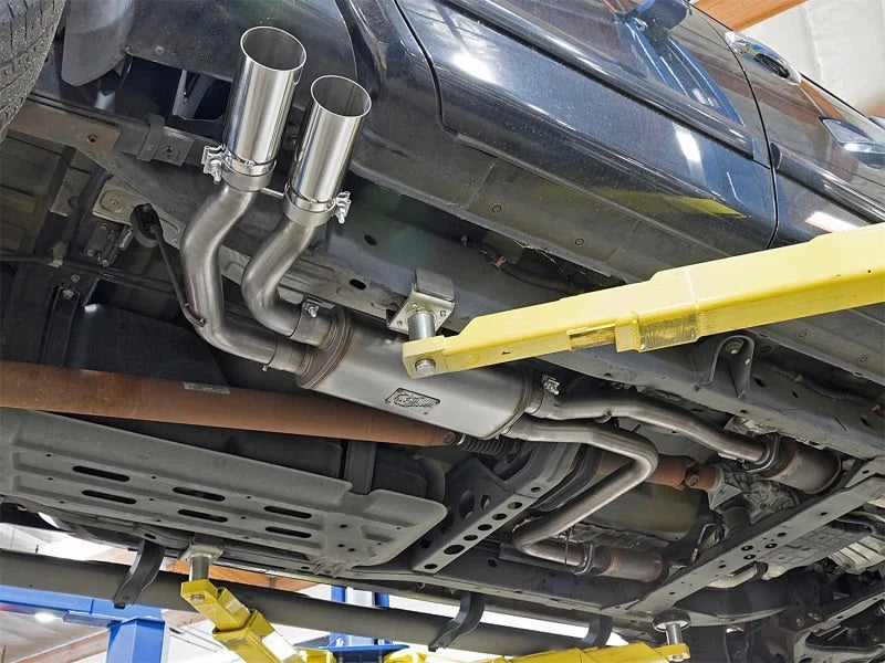 aFe Rebel Series 3in SS Cat-Back Exhaust System w/ Polished Tip 04-15 Nissan Titan V8 5.6L - Side View