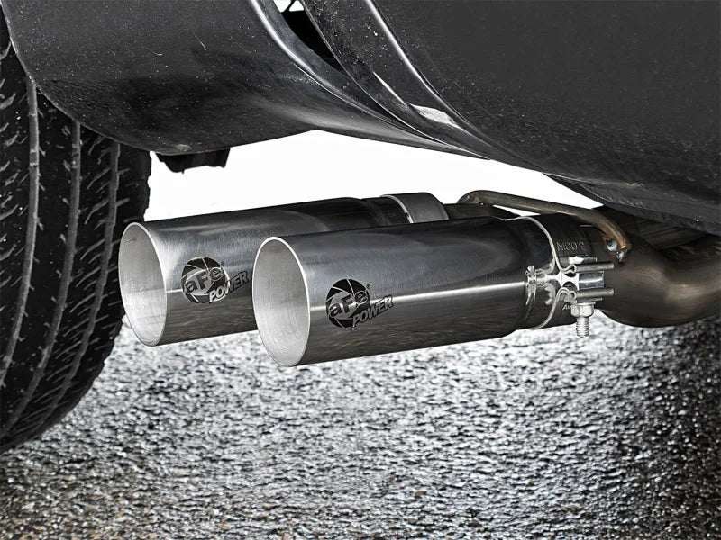 aFe Rebel Series 3in SS Cat-Back Exhaust System w/ Polished Tip 04-15 Nissan Titan V8 5.6L - Back View