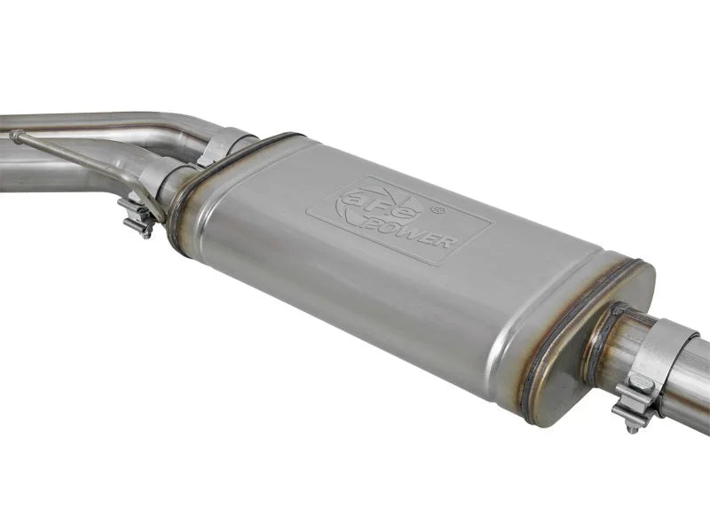 aFe Rebel Series 3in. to 2.5in. 409 SS C/B Exhaust 11-14 Ford F-150 V6-3.5L (tt) - Polished Tip - Installation View