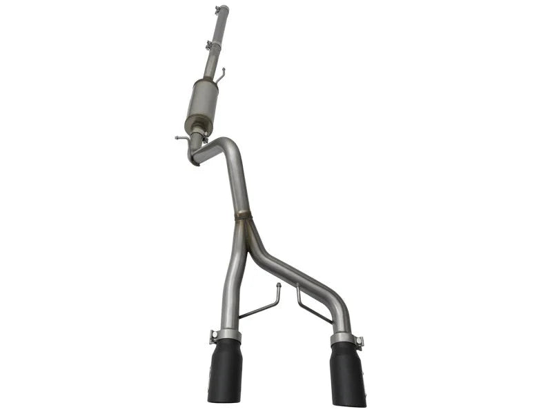 aFe Rebel Series CB 2.5in Dual Center Exit SS Exhaust w/ Black Tips 07-15 Jeep Wrangler 3.6L/3.8L V6 - Side View
