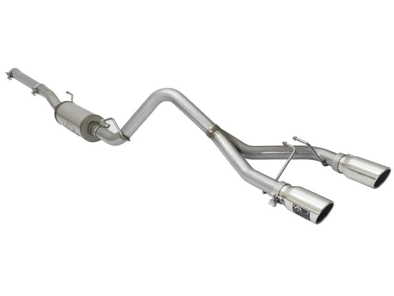 aFe Rebel Series CB 2.5in Dual Center Exit SS Exhaust w/ Polish Tip 07-15 Jeep Wrangler 3.6L/3.8L V6 - Side View
