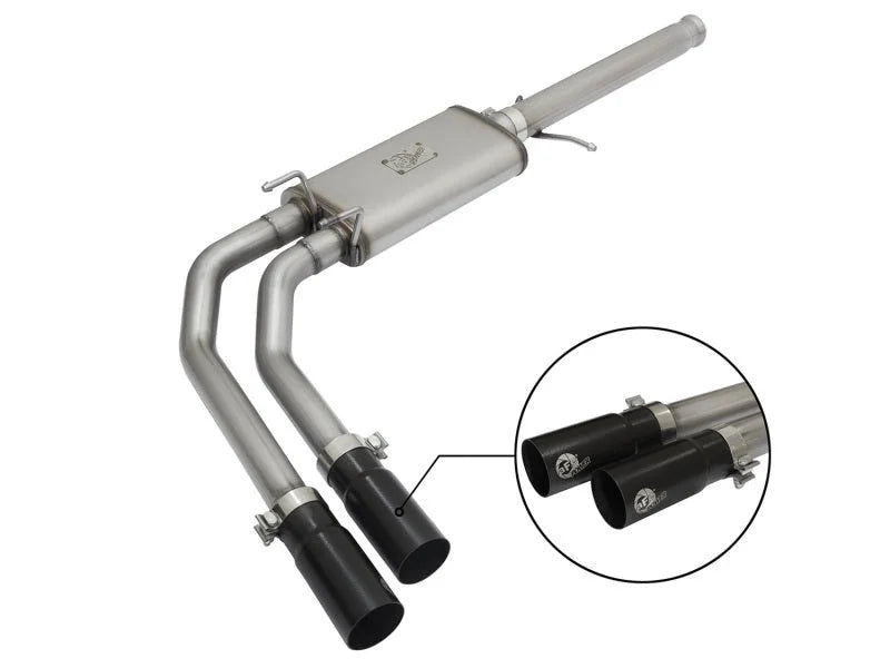 aFe Rebel Series CB 3in Middle Side Exit SS Exht w/ Black Tips 09-16 Chevy Silverado/GMC Sierra 1500 - Main Product View