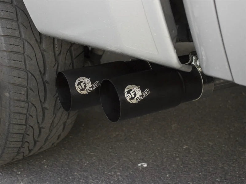 aFe Rebel Series CB 3in Middle Side Exit SS Exht w/ Black Tips 09-16 Chevy Silverado/GMC Sierra 1500 - Side View
