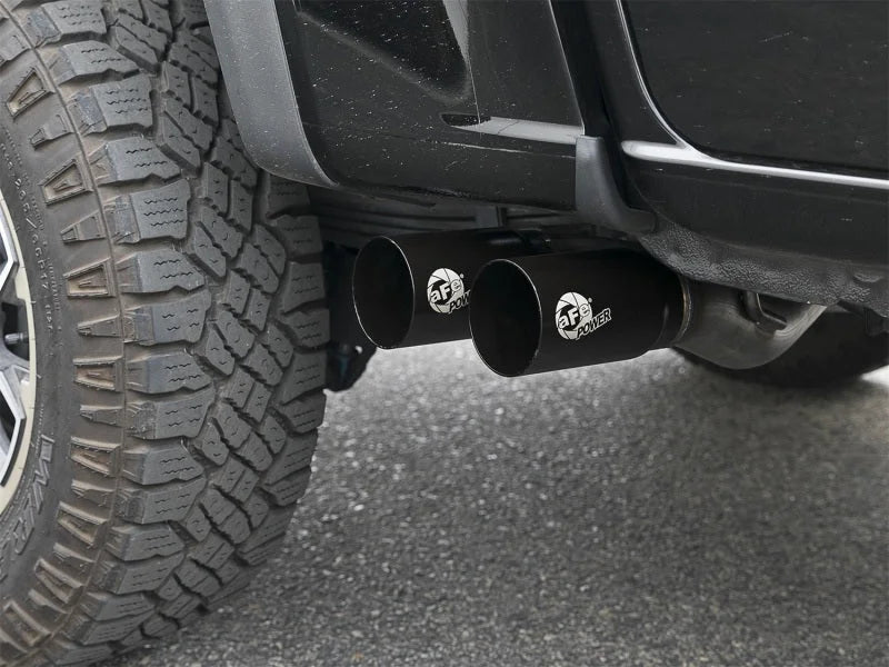 aFe Rebel Series CB 3in Middle Side Exit SS Exht w/ Black Tips 15-17 Chevy Colorado / GMC Canyon - Back View