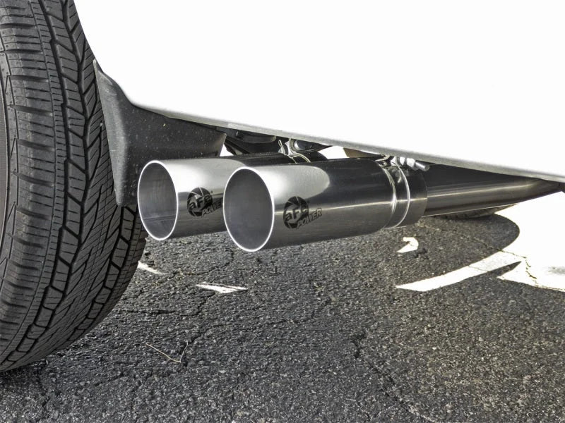 aFe Rebel Series CB 3in Middle Side Exit SS Exht w/Polish Tips 09-16 Chevy Silverado/GMC Sierra 1500 - Side View