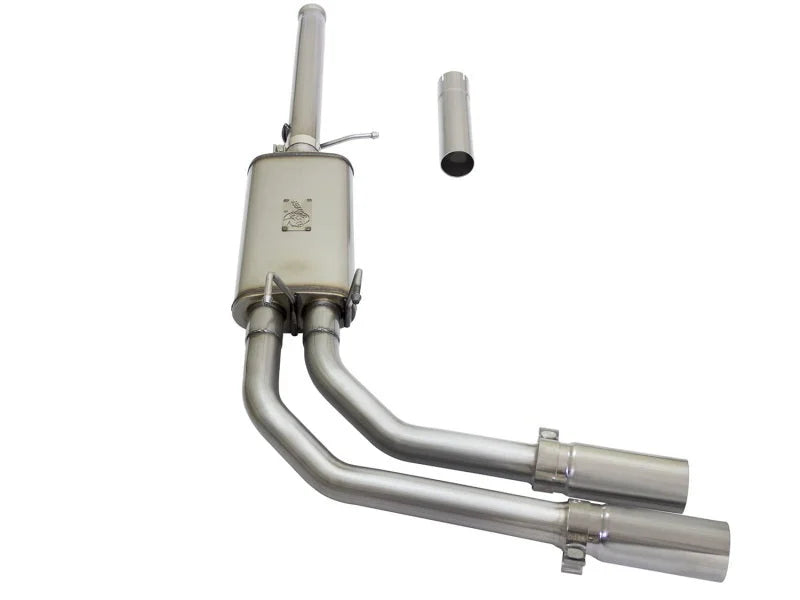 aFe Rebel Series CB 3in Middle Side Exit SS Exht w/Polish Tips 09-16 Chevy Silverado/GMC Sierra 1500 - Back View