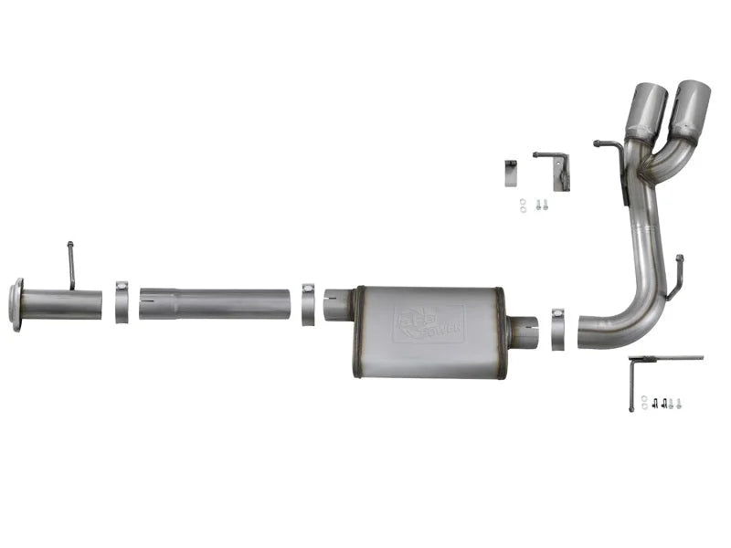 aFe Rebel Series CB 3in Middle Side Exit SS Exht w/Polish Tips 15-17 Chevy Colorado / GMC Canyon - Installation View