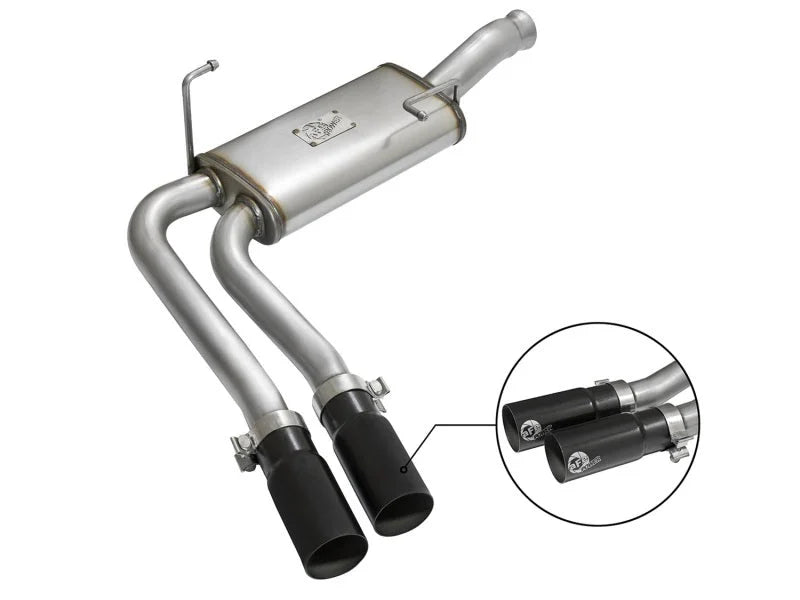 aFe Rebel Series CB Middle-Side Exit SS Exhaust w/ Black Tips 09-16 GM Silverado/Sierra V6/V8 - Main Product View