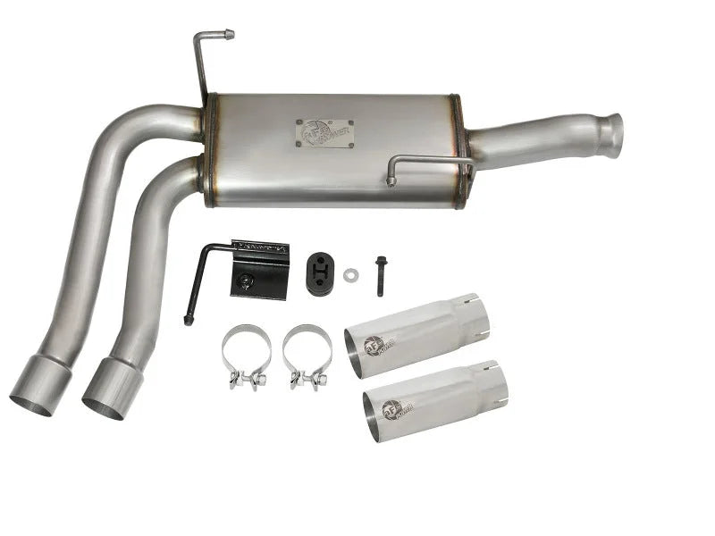 aFe Rebel Series CB Middle-Side Exit SS Exhaust w/ Polished Tips 09-16 GM Silverado/Sierra V6/V8 - Back View