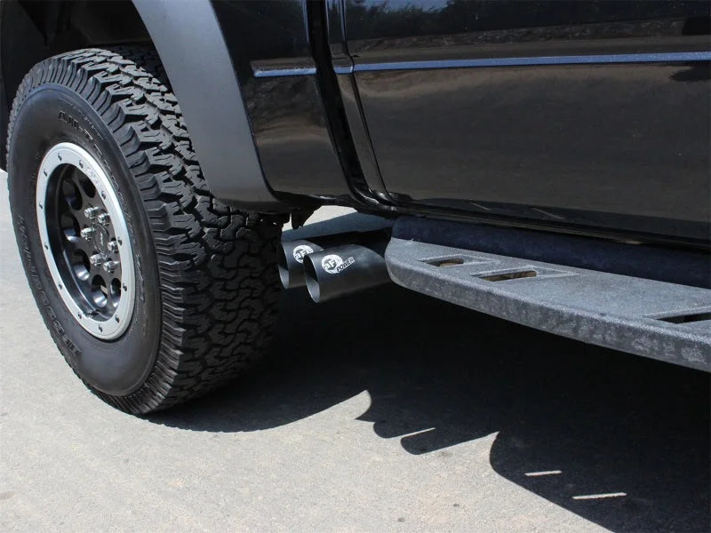 aFe Rebel Series Exhaust SS Front Side Exit CB w/ Black Tips 10-14 Ford F150 Ecoboost V8 6.2L - Side View