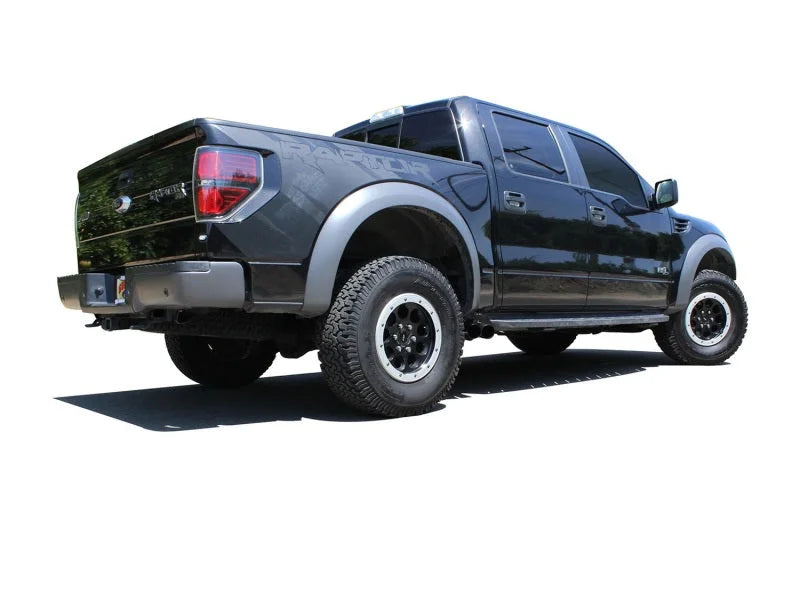 aFe Rebel Series Exhaust SS Front Side Exit CB w/ Black Tips 10-14 Ford F150 Ecoboost V8 6.2L - Back View