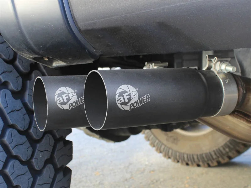 aFe Rebel Series Exht 3in SS Middle Side Exit CB w/ Black Tips 11-14 Ford F150 Ecoboost V6 3.5L (tt) - Side View