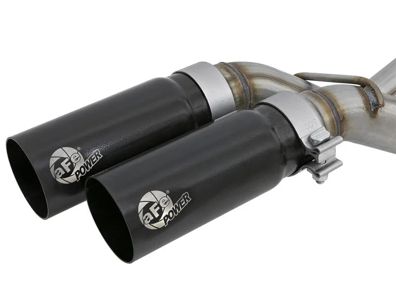 aFe Rebel Series Exht 3in SS Middle Side Exit CB w/ Black Tips 11-14 Ford F150 Ecoboost V6 3.5L (tt) - Back View