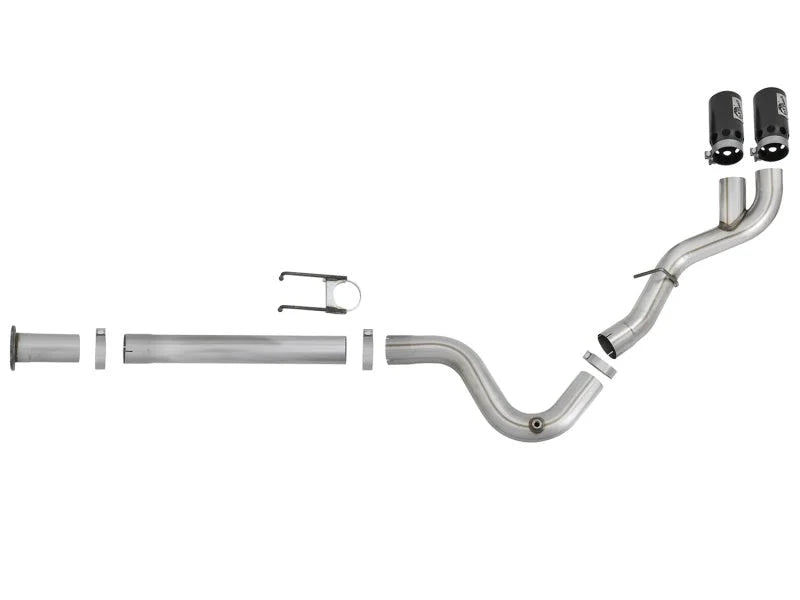 aFe Rebel XD 4in SS DPF-Back Exhaust 17-18 FOrd Diesel Trucks V8-6.7L (td) w/ Dual Black Tips - Installation View