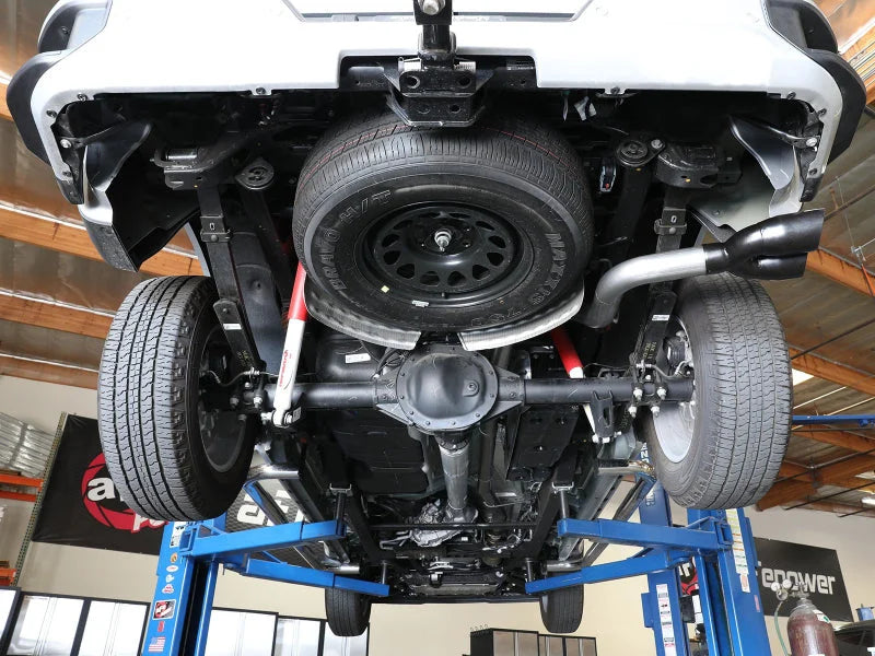 aFe Rebel XD Series 3 IN 304SS DPF-Back 23-24 GM Trucks L6-3.0L (td) LZ0- Dual Black Tip - Side View