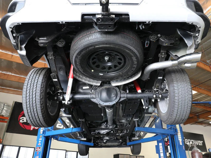 aFe Rebel XD Series 3in 304SS DPF-Back 20-21 GM Trucks L6-3.0L (td) LM2 - Dual Polished Tip - Side View