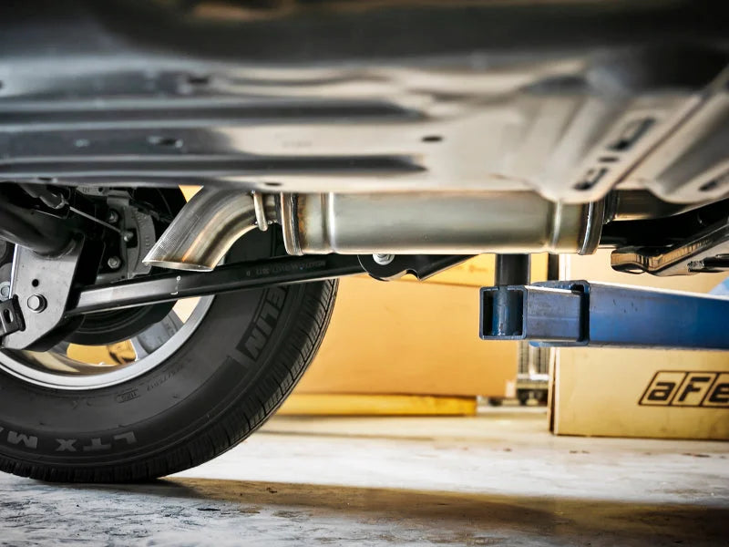 aFe Rock Basher 2.5in 409SS Cat-Back Exhaust System 18-21 Jeep Wrangler (JL) V6 3.6L - Side View
