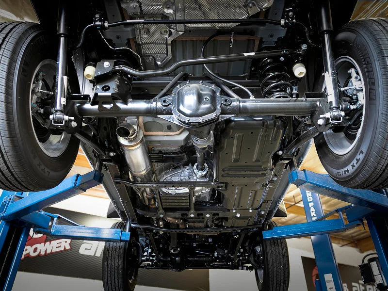 aFe Rock Basher 2.5in 409SS Cat-Back Exhaust System 18-21 Jeep Wrangler (JL) V6 3.6L - Back View