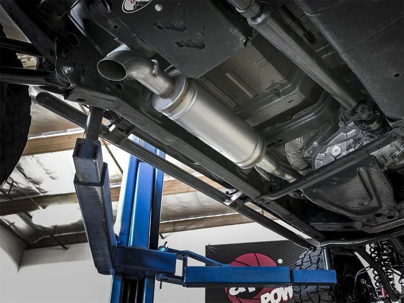 aFe Rock Basher 3in 409 SS Cat-Back Turn-Down Exhaust 12-18 Jeep Wrangler (JK) V6 3.6L/ 07-11 3.8L - Side View
