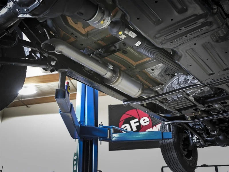 aFe Rock Duster 3in 409 SS Cat-Back Turn-Down Exhaust 2018+ Jeep Wrangler (JL) V6 3.6L - Side View