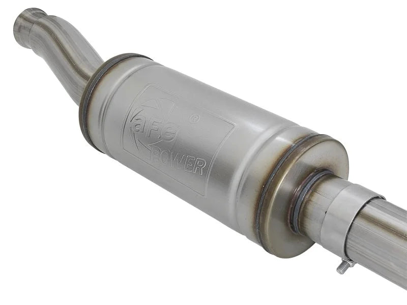 aFe Rock Duster 3in 409 SS Cat-Back Turn-Down Exhaust 2018+ Jeep Wrangler (JL) V6 3.6L - Back View