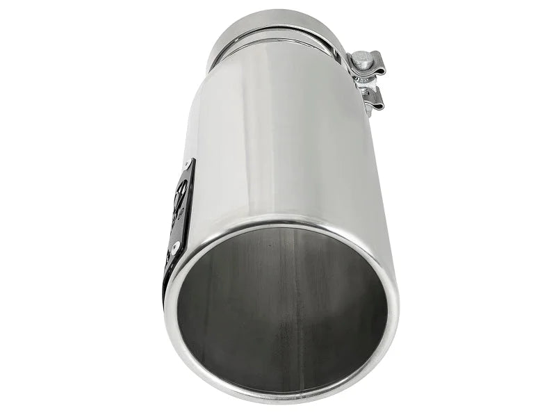 aFe SATURN 4S 4in SS Intercooled Exhaust Tip - Polished 4in In x 5in Out x 12in L Bolt-On - Back View