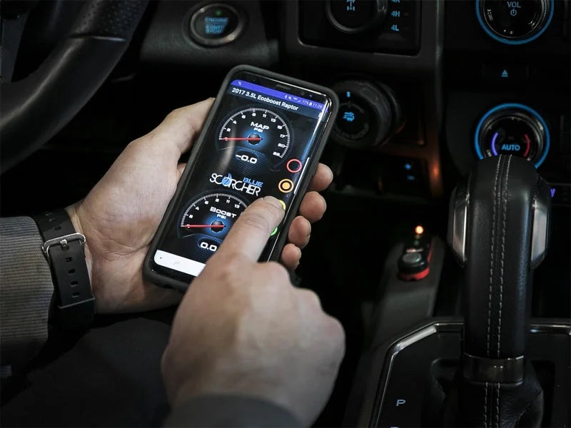 aFe Scorcher Blue Bluetooth Power Module 16-18 NIssan Titan XD V8-5.0L (td) - Back View