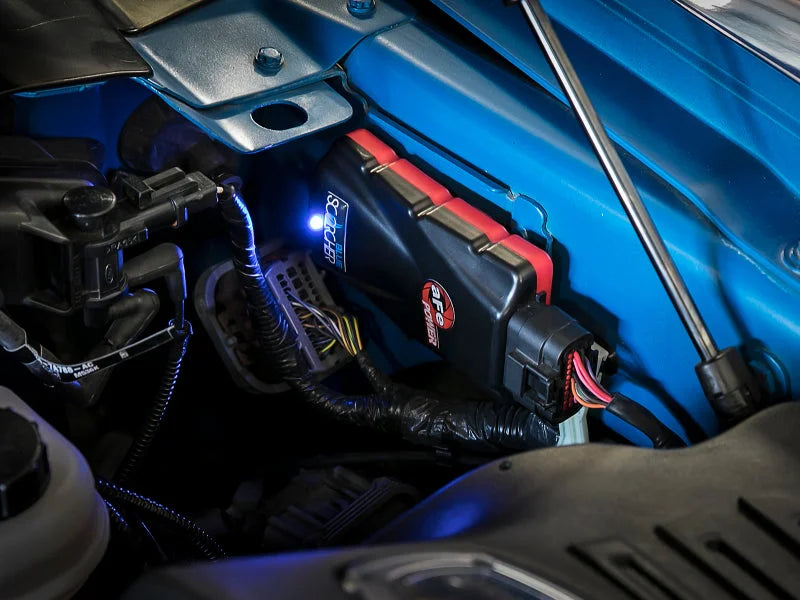 aFe Scorcher Blue Power Module 15-23 Ford F-150 2.6L V6 (TT) - Back View