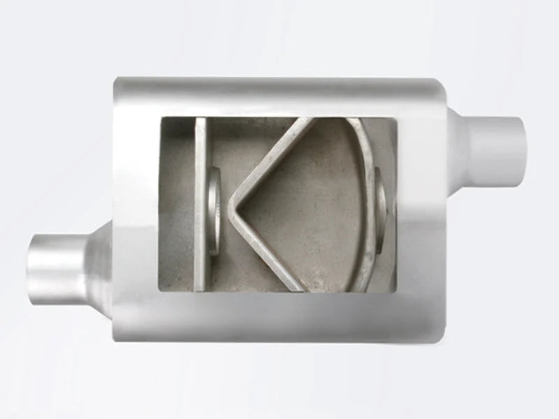 aFe Scorpion Replacement Alum Steel Muffler 2-1/2in In/Out Baffled Offset/Offset 13inL x10inW x4inH - Installation View