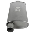 Load image into Gallery viewer, aFe Scorpion Replacement Alum Steel Muffler Double Layer 2-1/2in In/Out Center/Offset 18inL x9inW - Side View