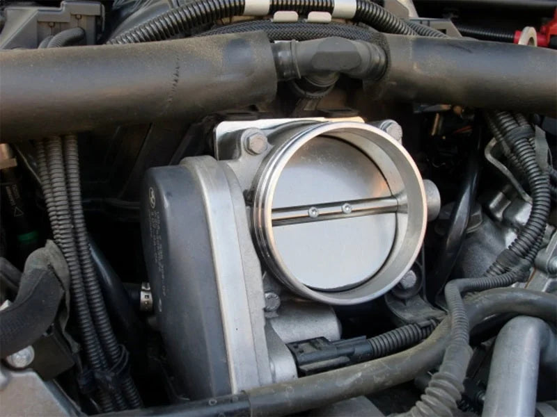 aFe Silver Bullet Throttle Body Spacers TBS BMW 5 Series (E60) 06-10 V8-4.8L - Side View