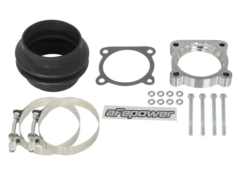 aFe Silver Bullet Throttle Body Spacers TBS Nissan Patrol 10-16 V8-5.6L - Installation View