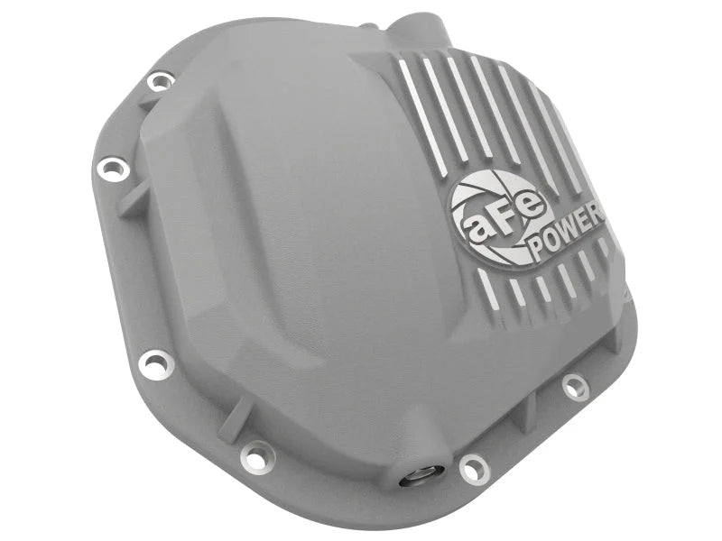 aFe Street Series Dana 60 Front Differential Cover Raw w/ Machined Fins 17-20 Ford Trucks (Dana 60) - Back View