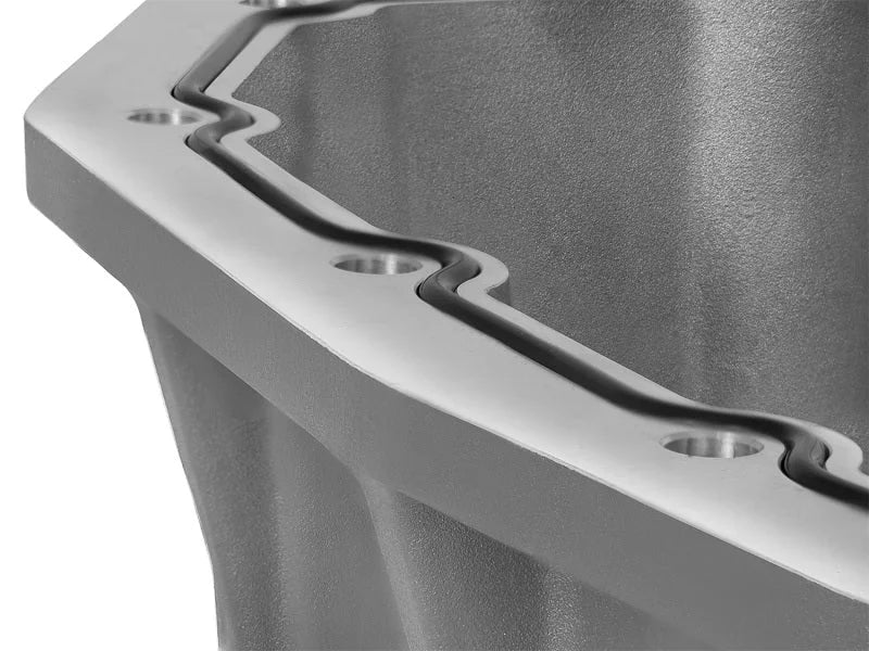 aFe Street Series Engine Oil Pan Raw w/ Machined Fins; 11-17 Ford Powerstroke V8-6.7L (td) - Side View