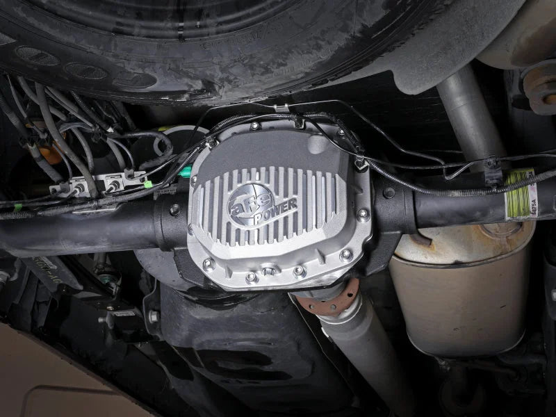 aFe Street Series Rear Differential Cover Raw w/ Fins 15-19 Ford F-150 (w/ Super 8.8 Rear Axles) - Side View
