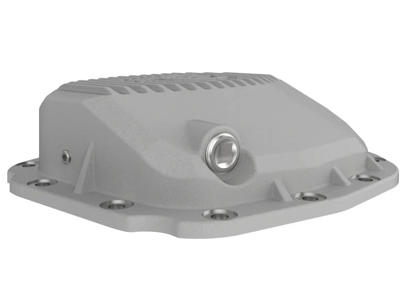 aFe Street Series Rear Differential Cover Raw w/ Fins 15-19 Ford F-150 (w/ Super 8.8 Rear Axles) - Back View