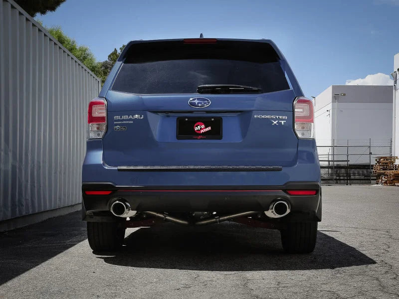 aFe Subaru Forester XT 14-18 H4-2.5L Takeda 2-1/2in to 2-1/4in  304 SS Cat-Back- Polished Tip - Installation View