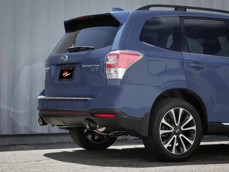 aFe Subaru Forester XT 14-18 H4-2.5L (t) Takeda 2-1/2in to 2-1/4in 304 SS Cat-Back- Black Tip - Side View