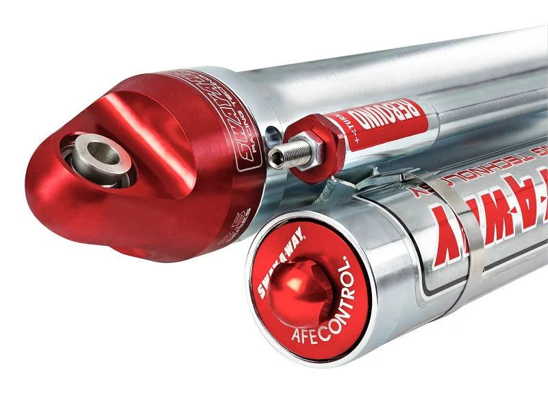 aFe Sway-A-Way 2.5 Bypass Shock 3-Tube w/ Piggyback Res. Left Side - 10in Stroke - Side View