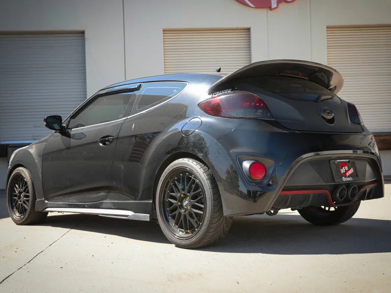 aFe Takeda 13-17 Hyundai Veloster L4-1.6L 2-1/2in 304 SS Axle-Back Exhaust w/ Carbon Fiber Tips - Installation View
