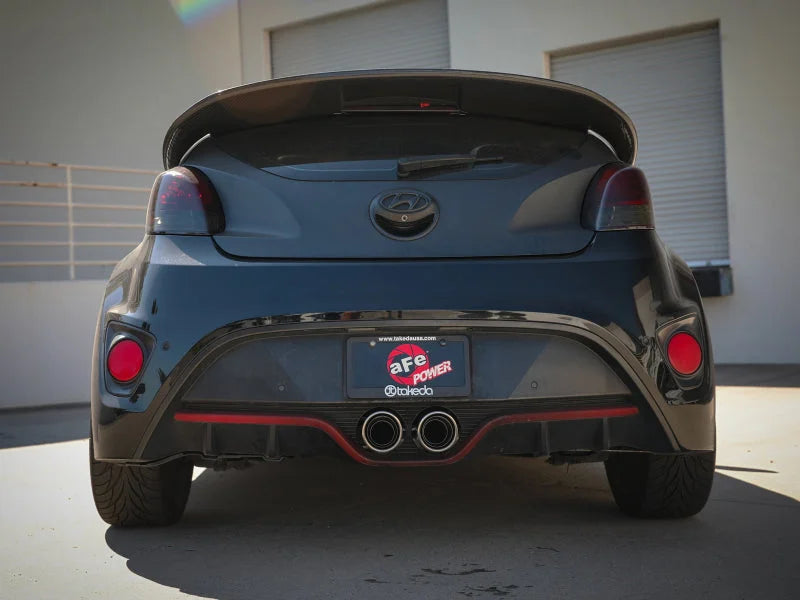 aFe Takeda 13-17 Hyundai Veloster L4-1.6L 2-1/2in 304 SS Axle-Back Exhaust w/ Polished Tips - Installation View