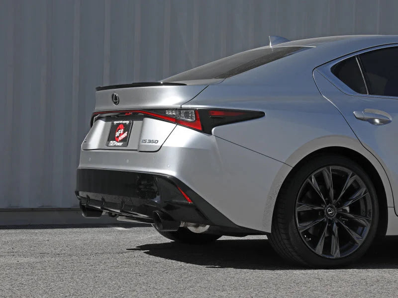 aFe Takeda 14-22 Lexus IS350 V6 2.5in. 304 Stainless Steel Axle-Back Exhaust System w/ Black Tip - Installation View