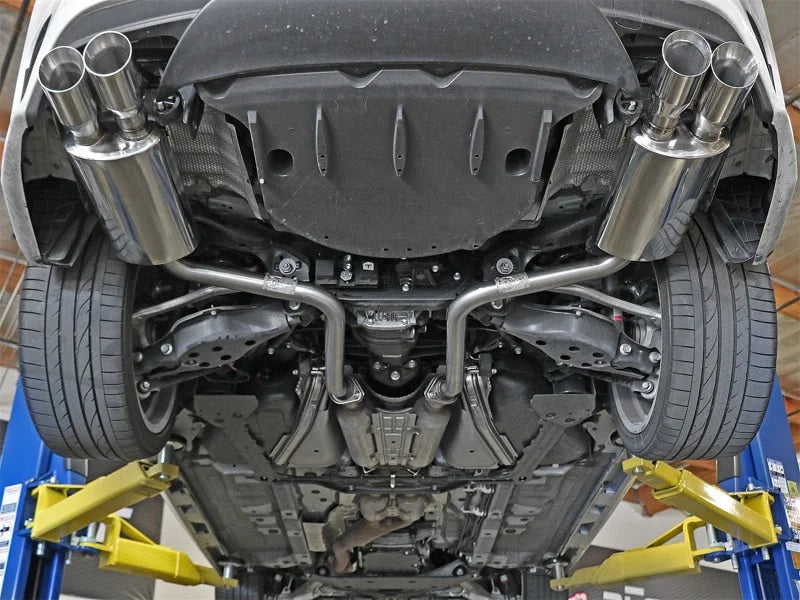 aFe Takeda 16-17 Lexus RC 200T 2.0L (t) 2in. SS Axle-Back Exhaust System w/Polished Tips - Side View