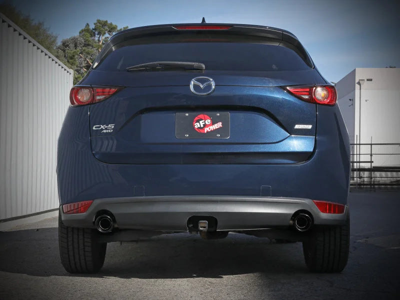 aFe Takeda 17-21 Mazda CX-5 2.5L (t) 2.5in. SS Axle-Back Exhaust System w/Black Tips - Back View
