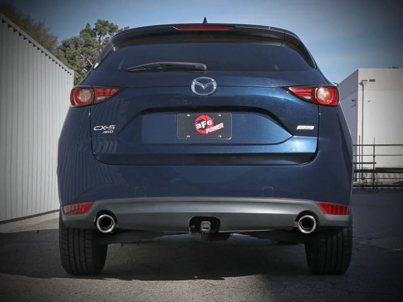 aFe Takeda 17-21 Mazda CX-5 2.5L (t) 2.5in. SS Axle-Back Exhaust System w/Polished Tips - Back View