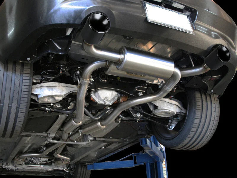 aFe Takeda 2-1/2 in 304 SS Cat-Back Exhaust System Infiniti G37 08-13/Q60 14-15 V6-3.7 w/ Black Tips - Side View